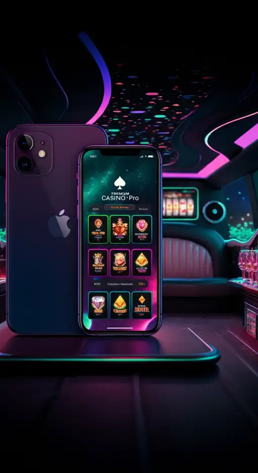 Screenshot of Stellar Spins Casino's mobile interface with a slot game visible, showcasing instant play PWA technology.